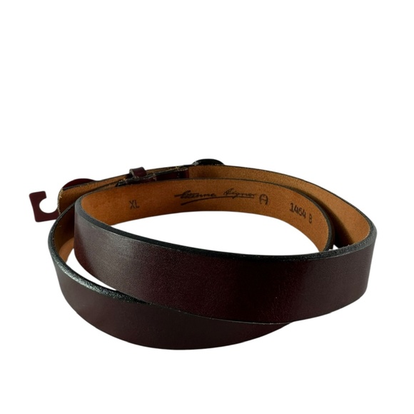 Rare Genuine ETIENNE AIGNER Burgundy Leather Logo Belt For Unisex Size XL 34 main image 7